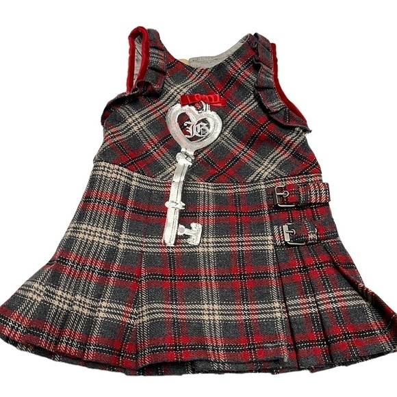 John Galliano holiday pleated plaid dress 6 months